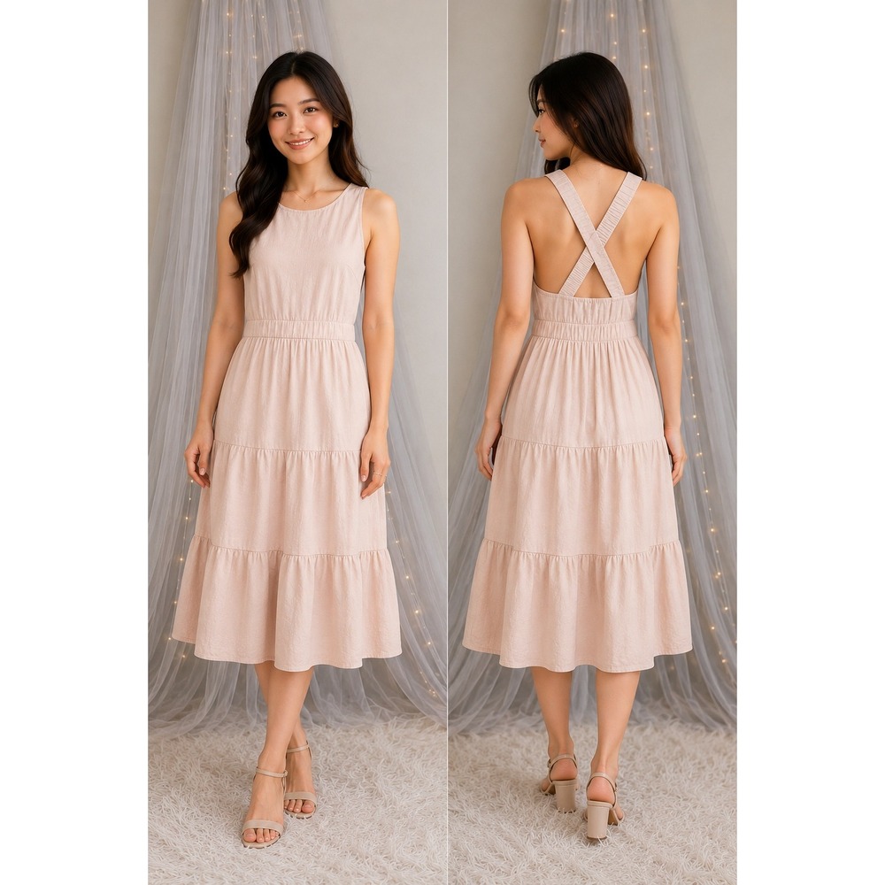 Festival Party Linen Cotton Dress Euro Summer Wedding Guest Wanderlust Size L